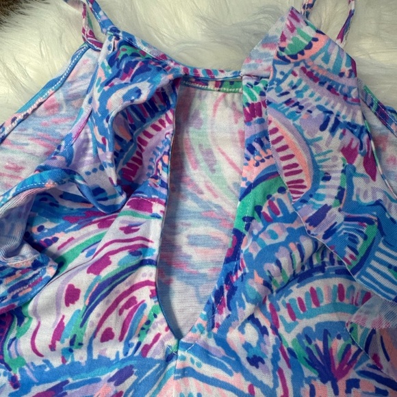 Lilly Pulitzer Billie Ruffled Tank Dress Happy as a Clam Vibrant Patterned Sz S - Picture 5 of 6
